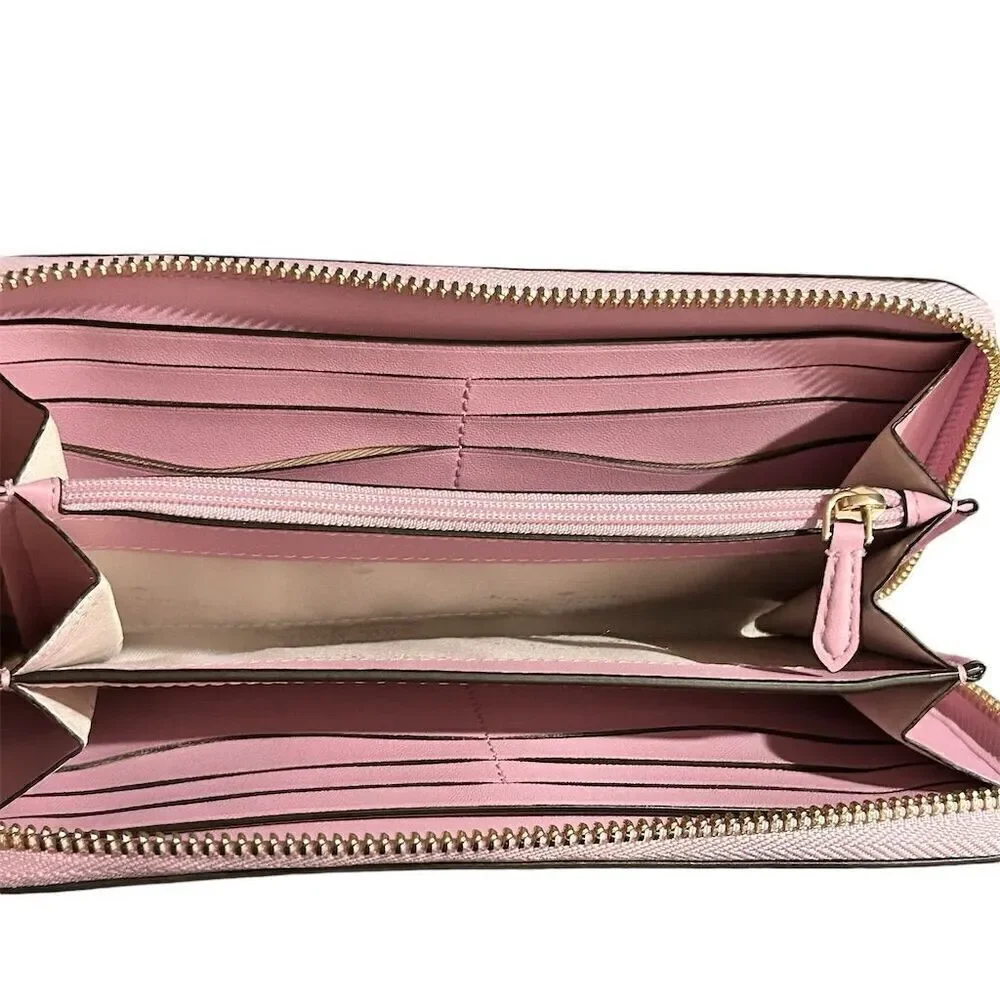 Kate Spade Leila Large Zip-Around Wallet‎ Pink Pebbled Leather